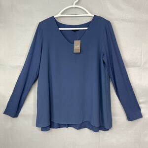 NWT J. Jill Blue Top S Tunic V Stretch Lined Minimalist Lagenlook Modest